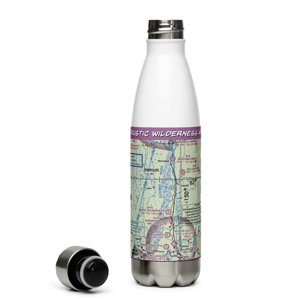 Rustic Wilderness Airport (02AK) VFR Sectional Water Bottle 