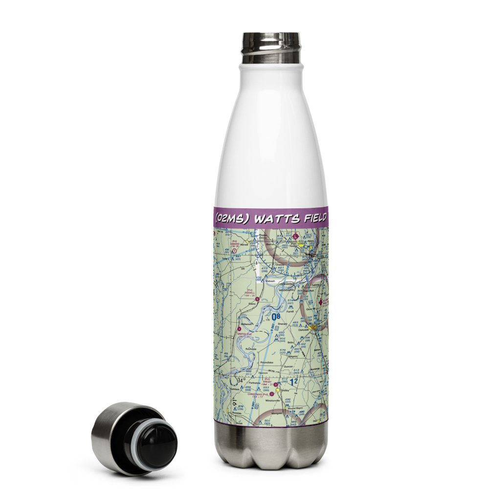 Watts Field (02MS) VFR Sectional Water Bottle 