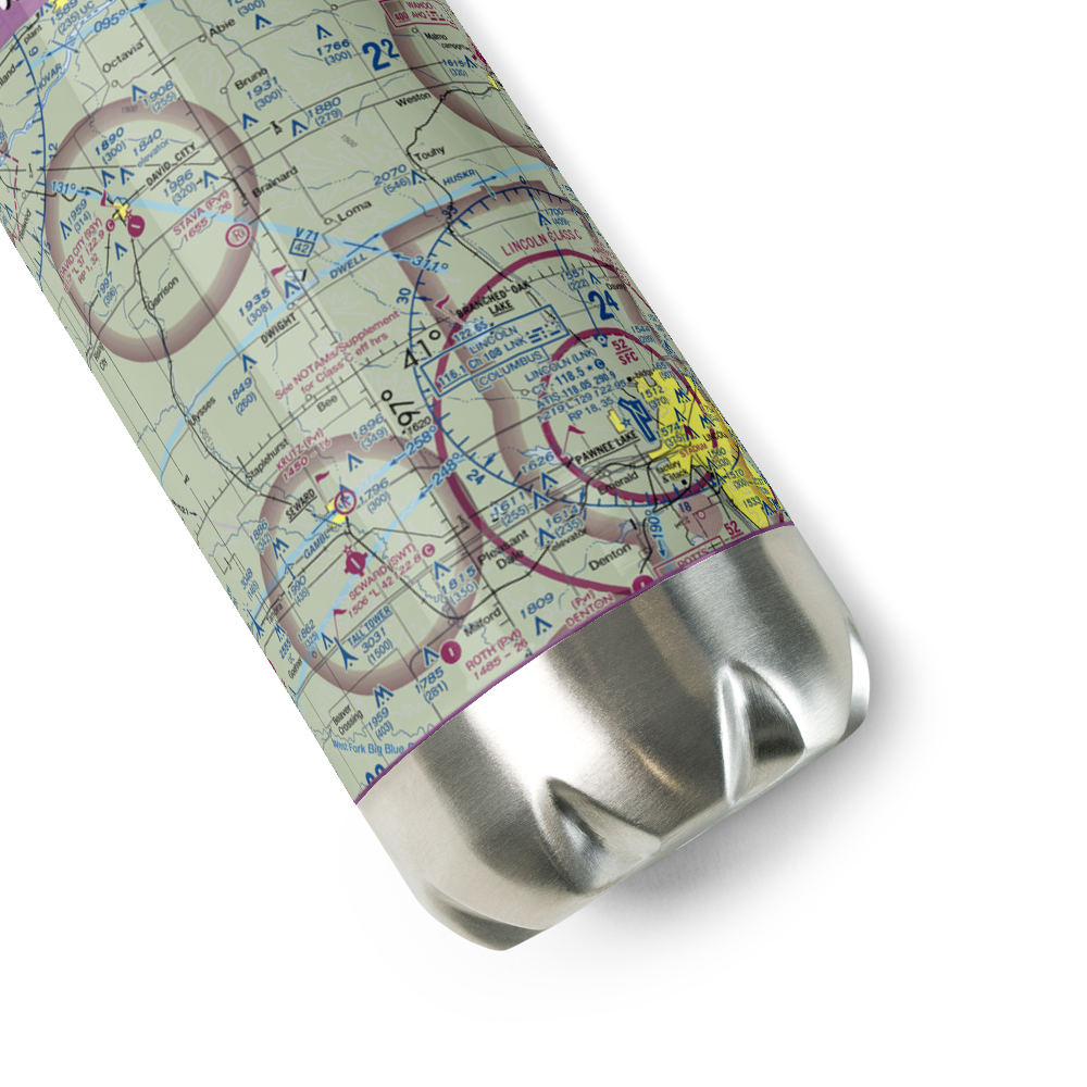 Benes Service Airport (02NE) VFR Sectional Water Bottle 