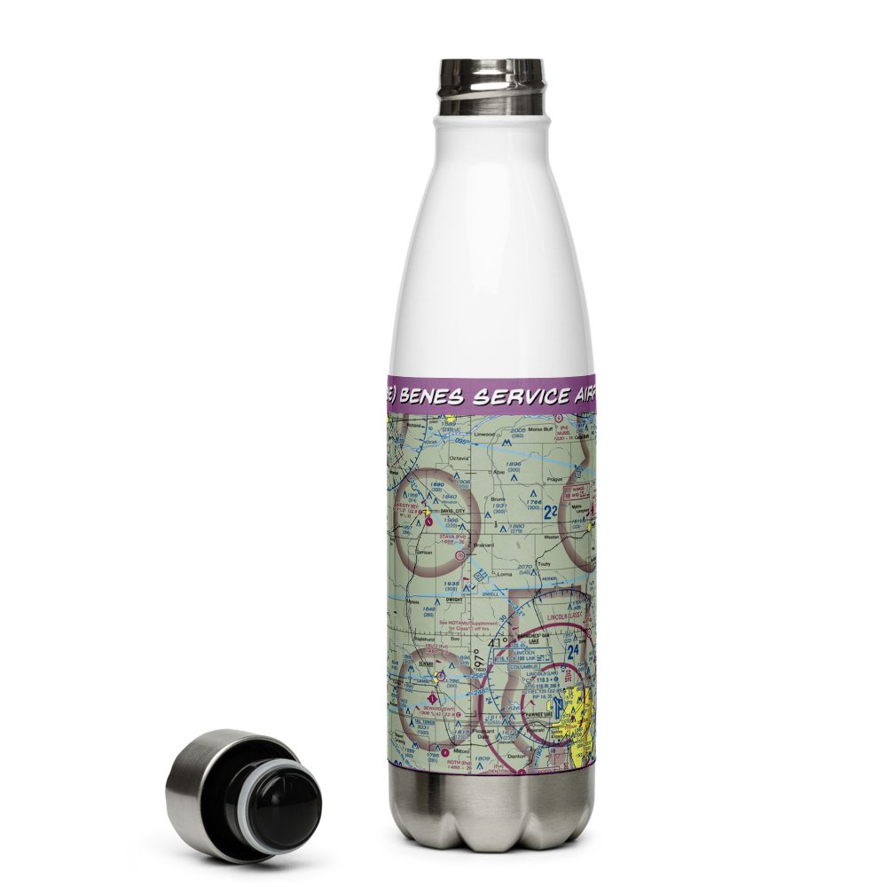 Benes Service Airport (02NE) VFR Sectional Water Bottle 