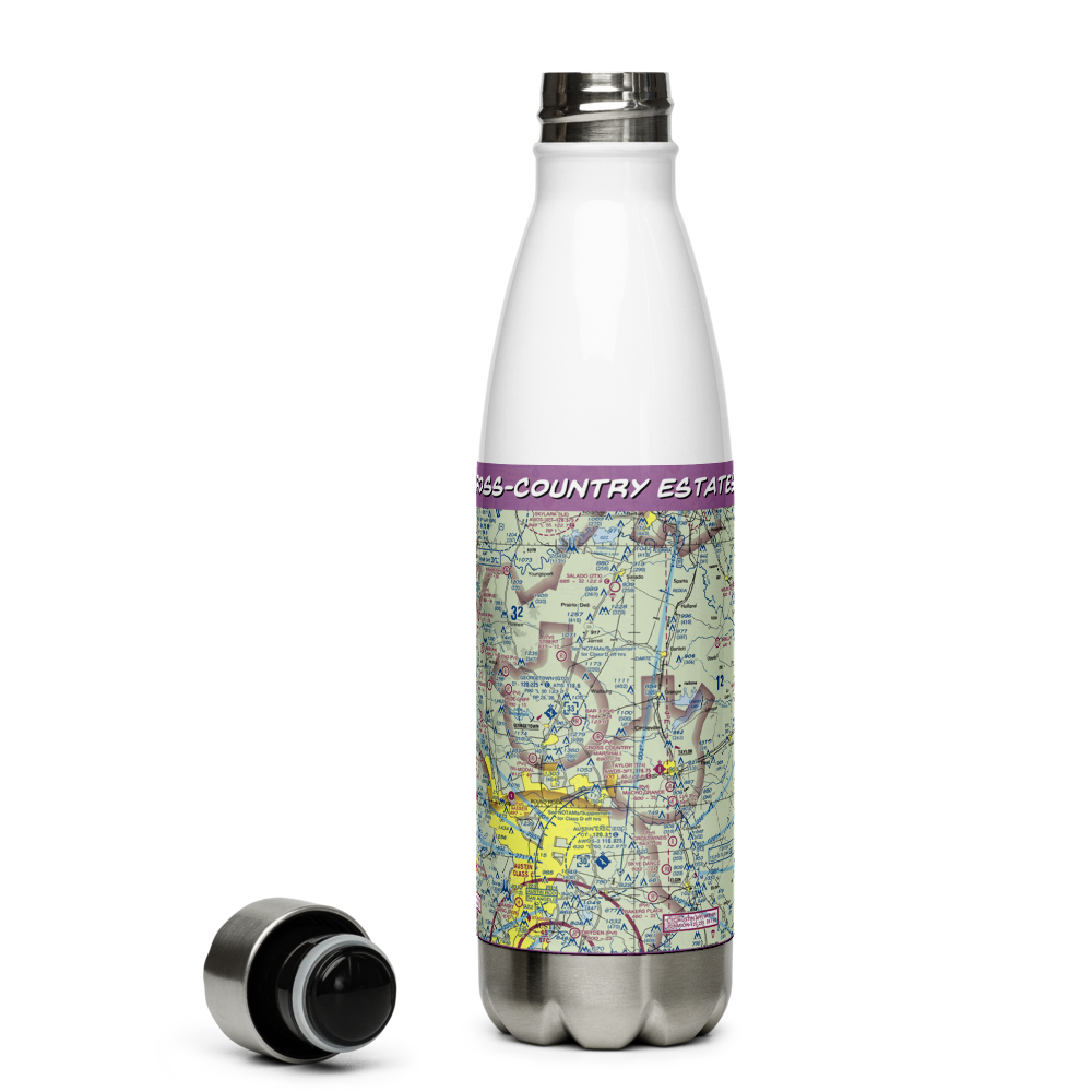 Cross-Country Estates Airport (07TS) VFR Sectional Water Bottle 