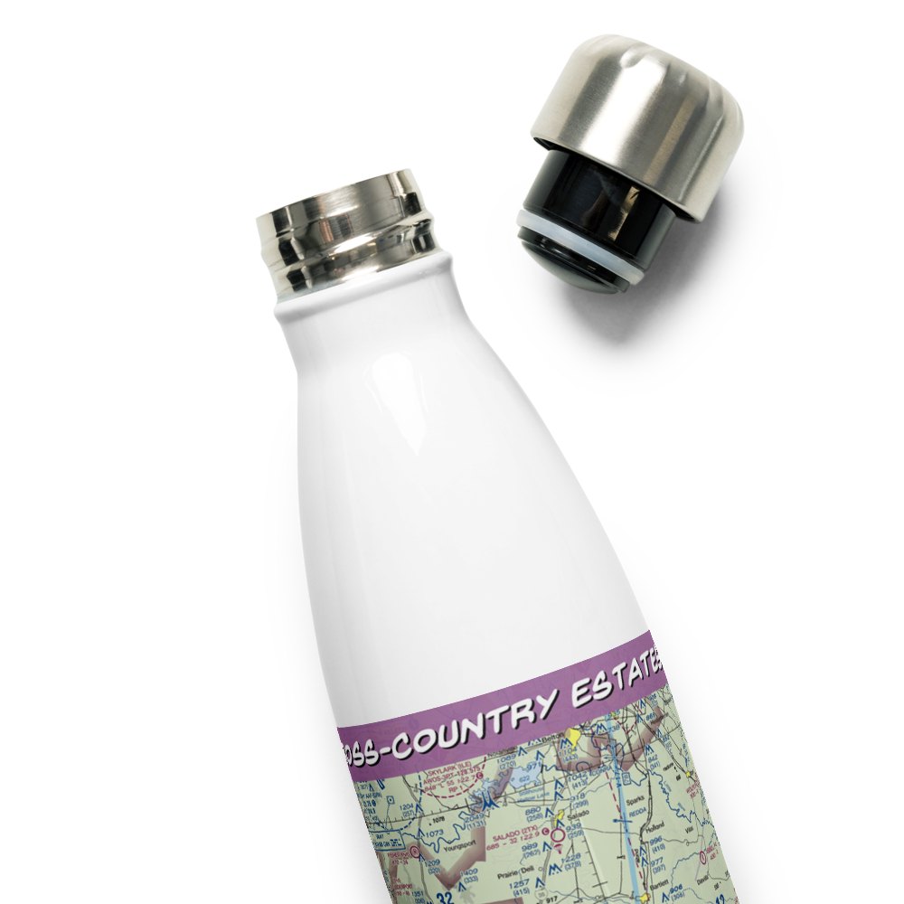 Cross-Country Estates Airport (07TS) VFR Sectional Water Bottle 