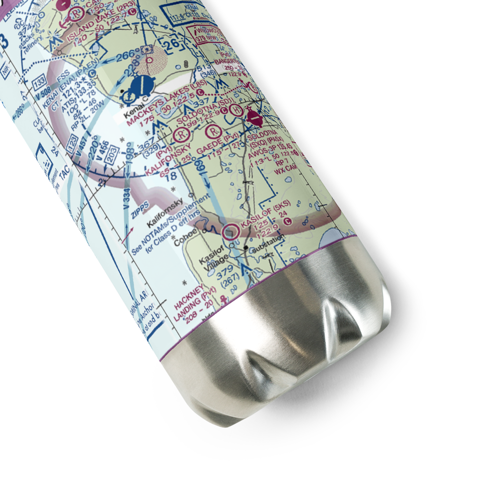 Kalifonsky Meadows Airport (0AA7) VFR Sectional Water Bottle 