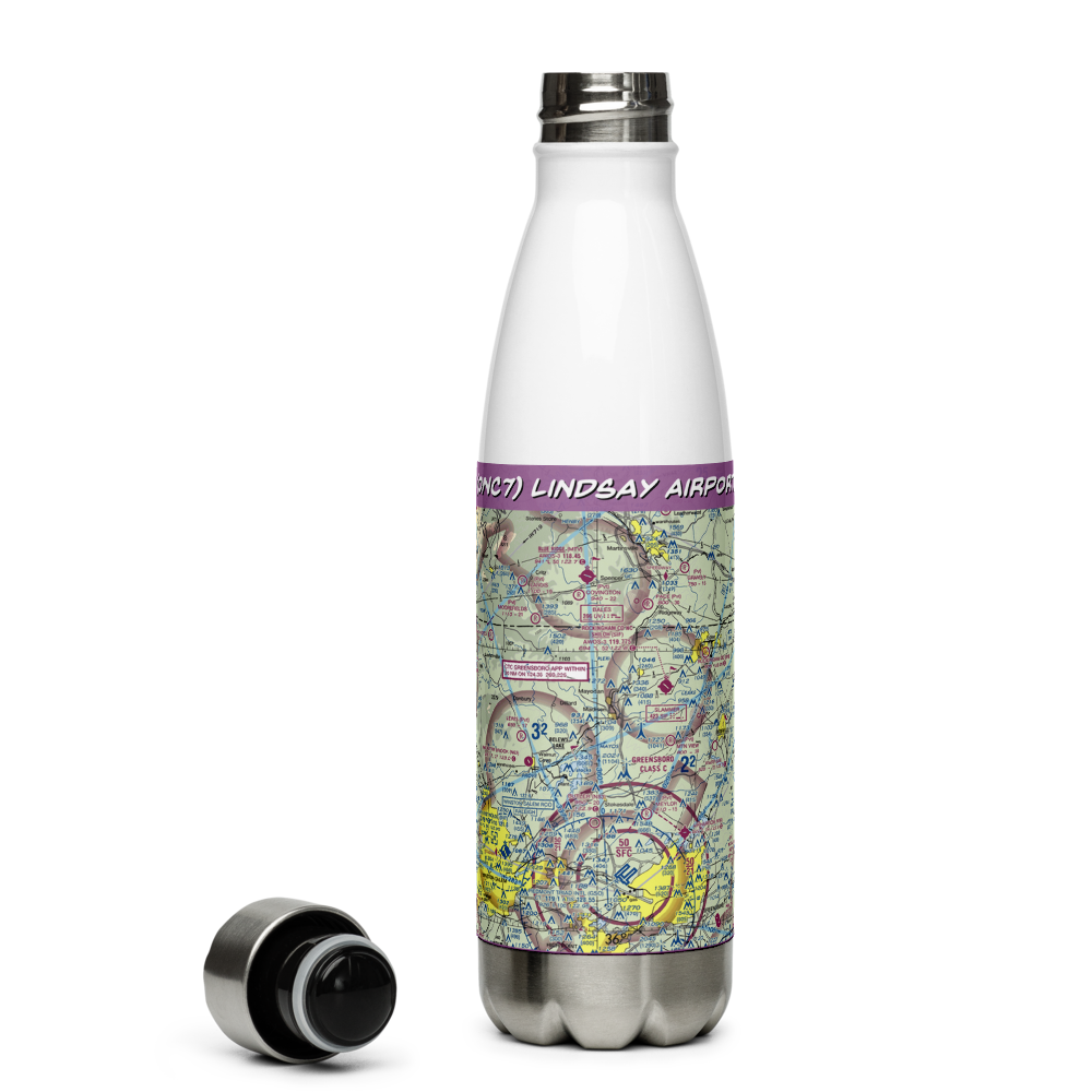 Lindsay Airport (0NC7) VFR Sectional Water Bottle 