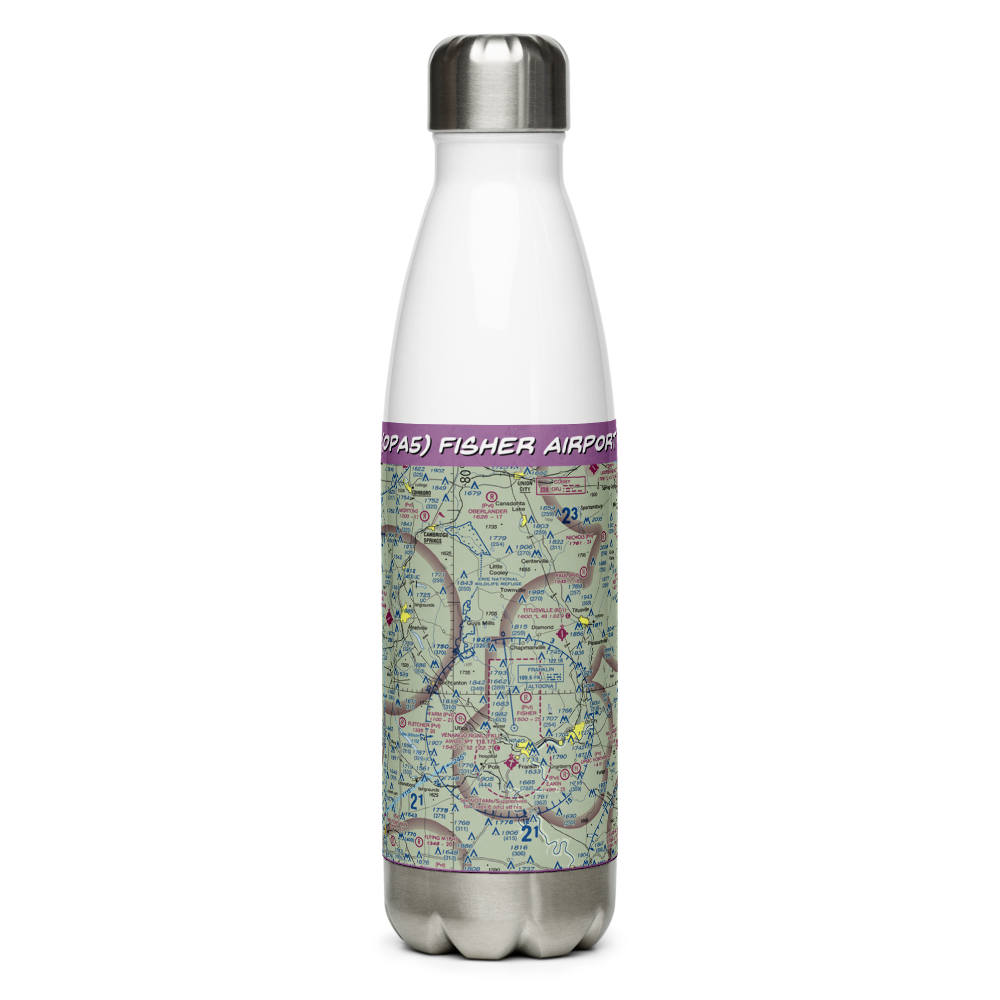 Fisher Airport (0PA5) VFR Sectional Water Bottle 