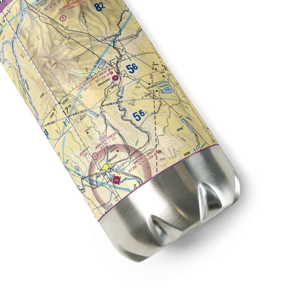 Lee Williams Memorial Airport (0U9) VFR Sectional Water Bottle 