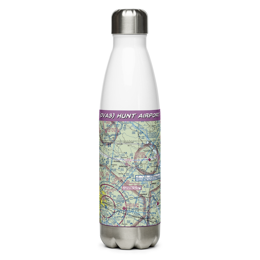 Hunt Airport (0VA3) VFR Sectional Water Bottle 
