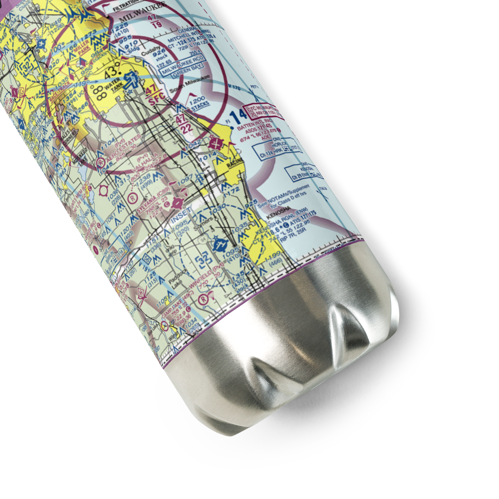 Crash In International Airport (0WI5) VFR Sectional Water Bottle 