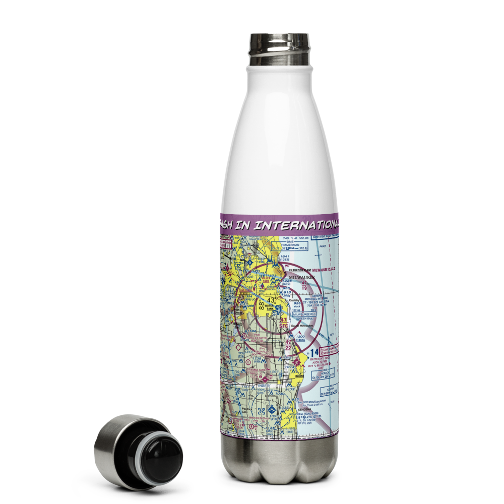 Crash In International Airport (0WI5) VFR Sectional Water Bottle 