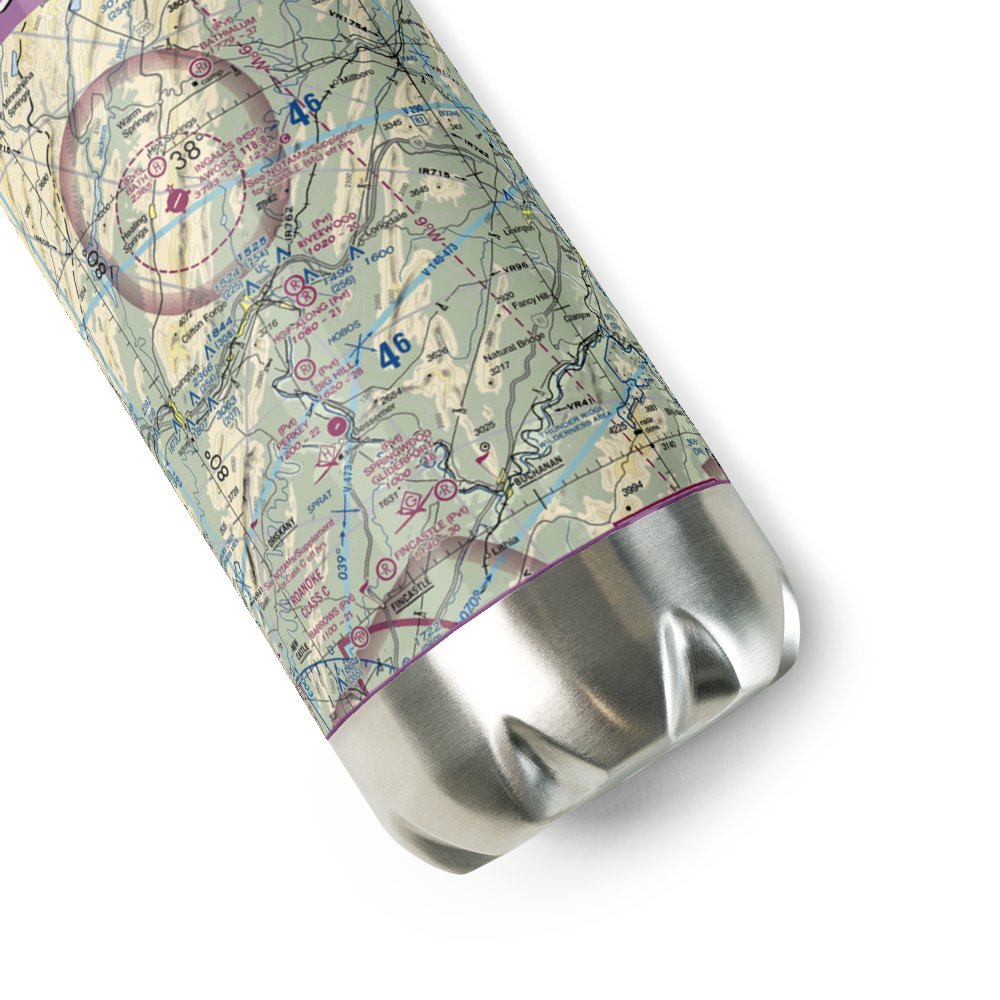Hop-Along Airport (12VA) VFR Sectional Water Bottle 