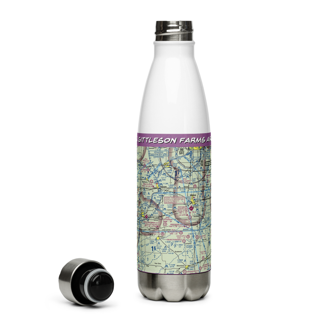 Gittleson Farms Airport (15IL) VFR Sectional Water Bottle 