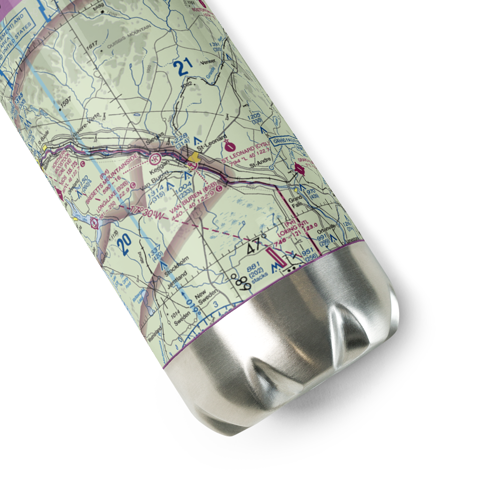 Bresett'S Mountainside Airport (17ME) VFR Sectional Water Bottle 