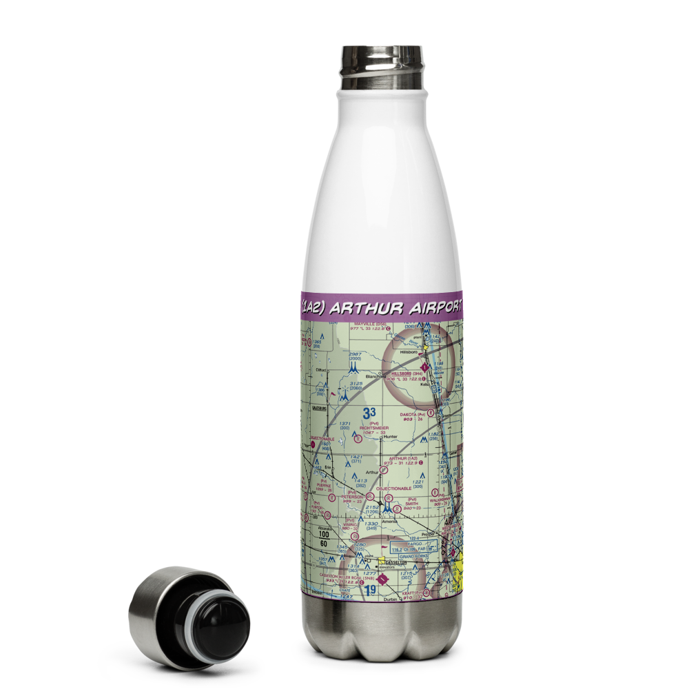 Arthur Airport (1A2) VFR Sectional Water Bottle 