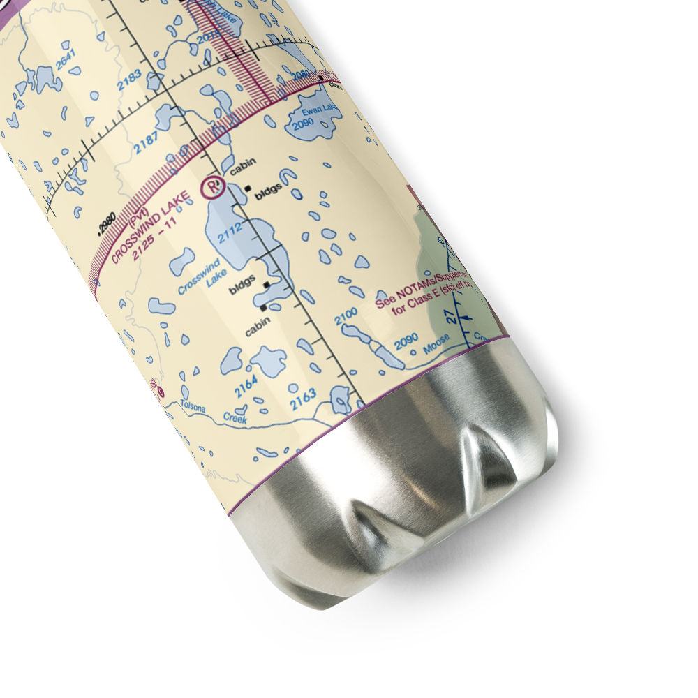Crosswind Lake Airport (1AK2) VFR Sectional Water Bottle 