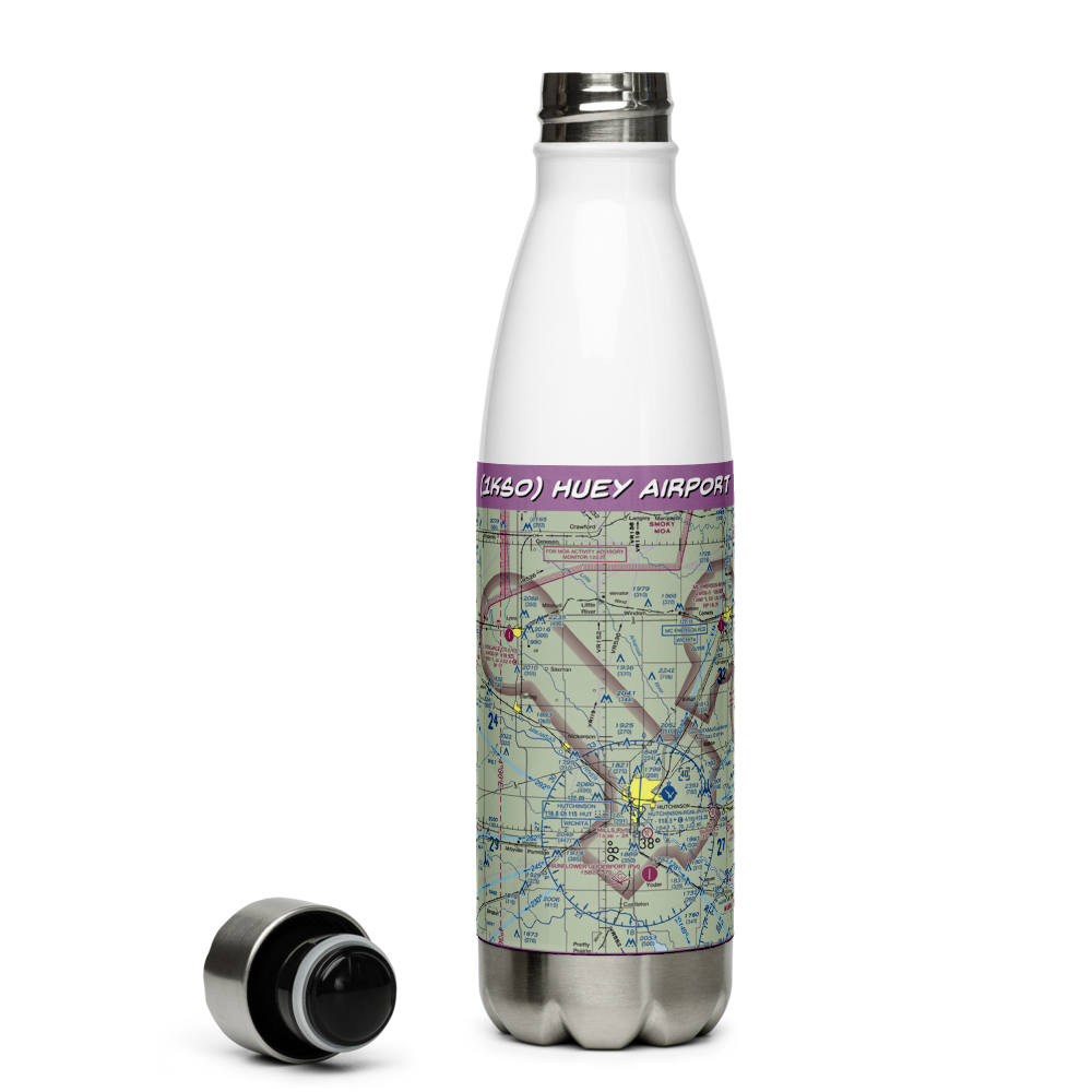 Huey Airport (1KS0) VFR Sectional Water Bottle 