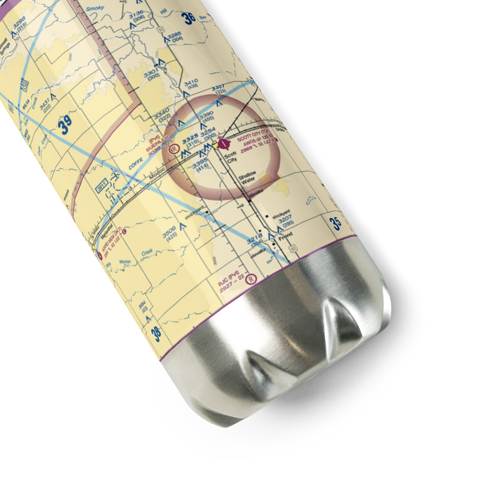 Buehler Airport (1KS8) VFR Sectional Water Bottle 
