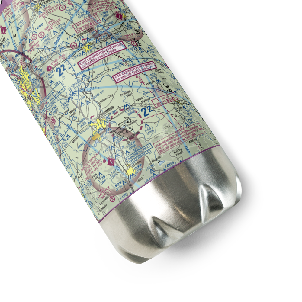 Jordan Hill Farm Airport (1KY7) VFR Sectional Water Bottle 