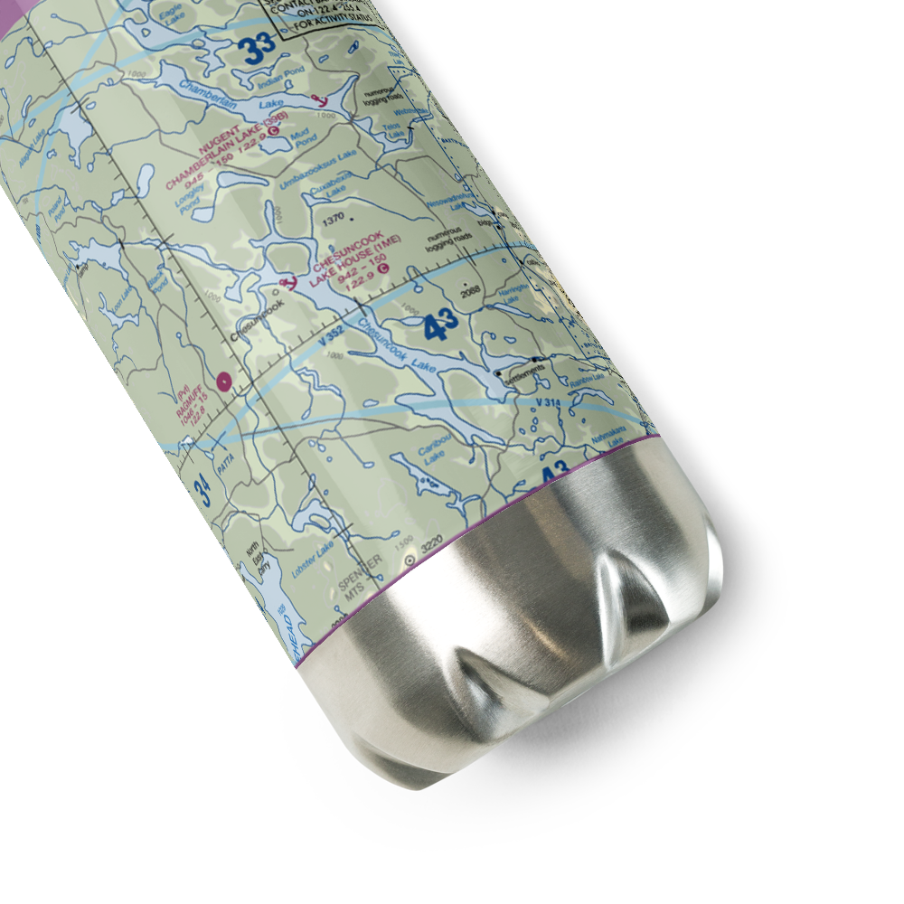 Chesuncook Lake House Seaplane Base (1ME) VFR Sectional Water Bottle 
