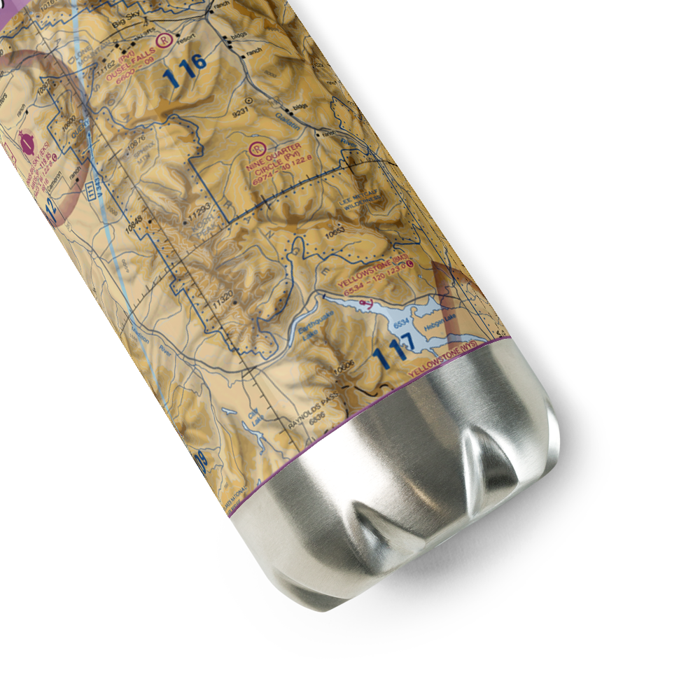 Nine Quarter Circle Ranch Airport (1MT0) VFR Sectional Water Bottle 