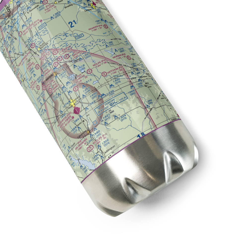 Wolfe Field Airport (1OK3) VFR Sectional Water Bottle 