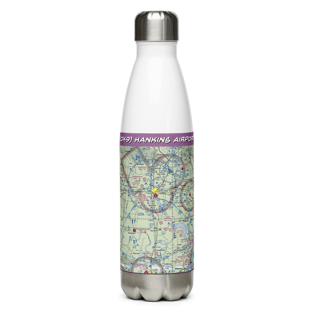 Hankins Airport (1OK9) VFR Sectional Water Bottle 