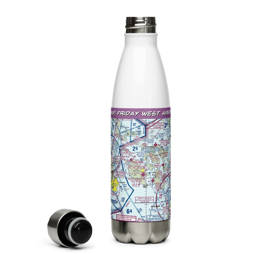 Friday West Airport (1WA9) VFR Sectional Water Bottle 