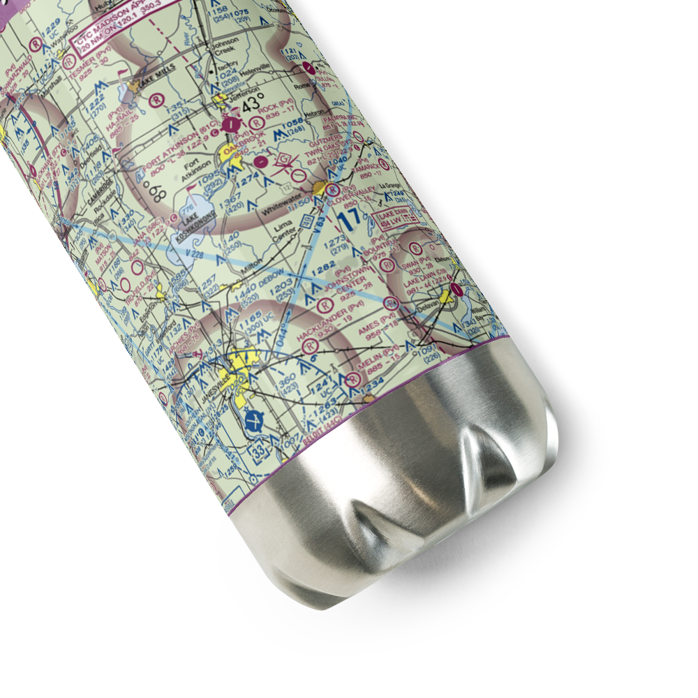 Blackhawk Island Airport (1WI9) VFR Sectional Water Bottle 