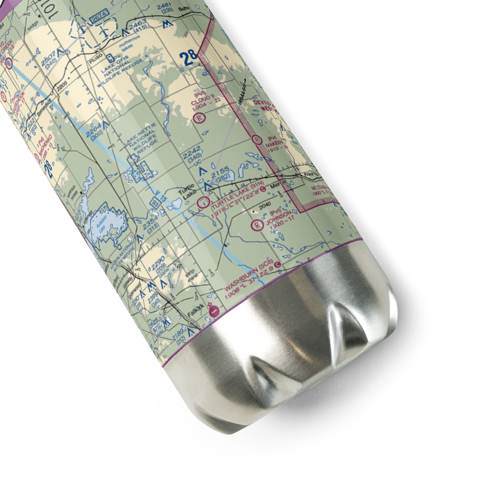 Crooked Lake Airstrip (20ND) VFR Sectional Water Bottle 
