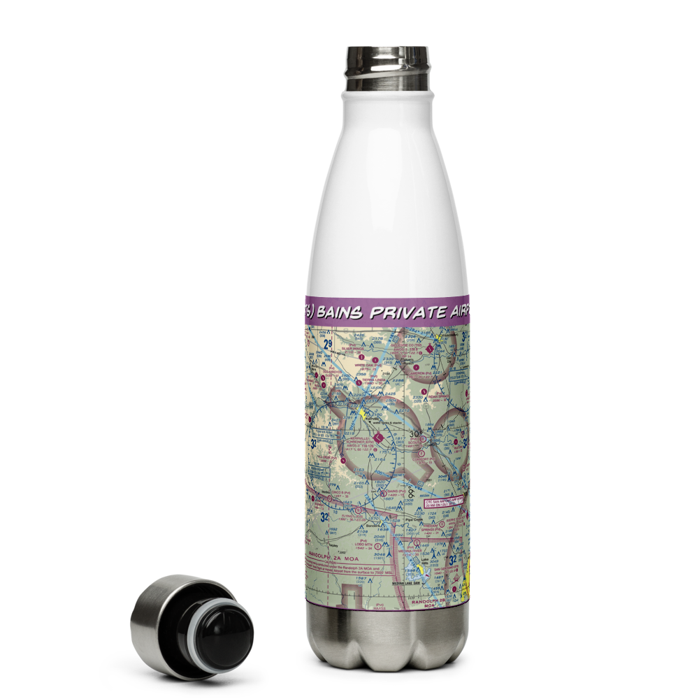 Bains Private Airport (20TS) VFR Sectional Water Bottle 