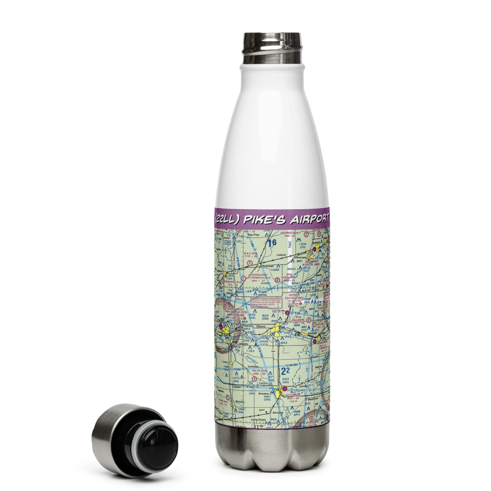 Pike's Airport (22LL) VFR Sectional Water Bottle 
