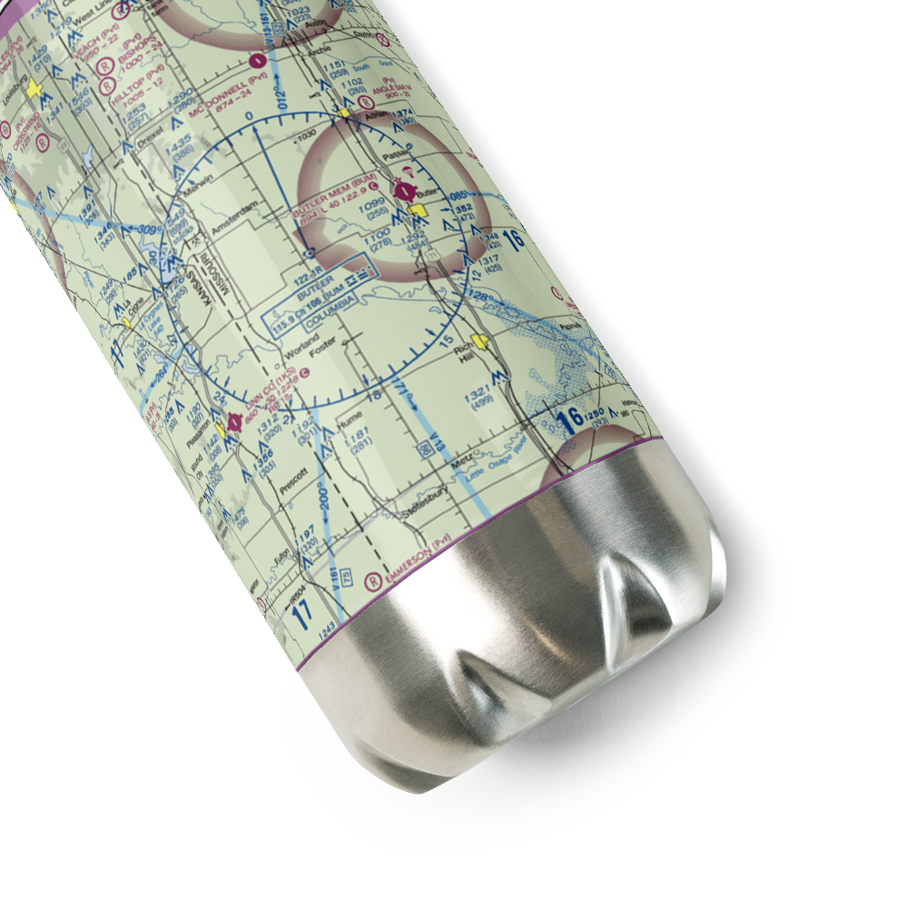 Oerke Enterprises Airport (23MO) VFR Sectional Water Bottle 