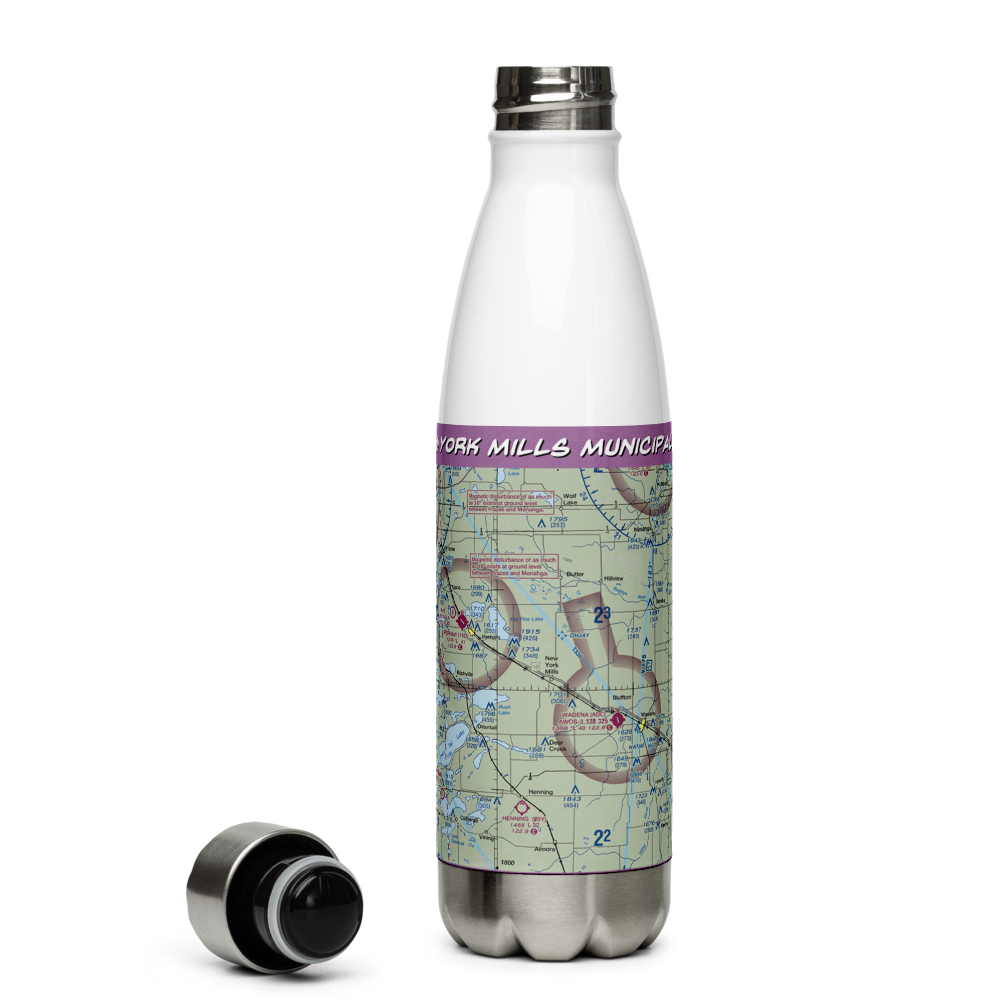 New York Mills Municipal Airport (25Y) VFR Sectional Water Bottle 