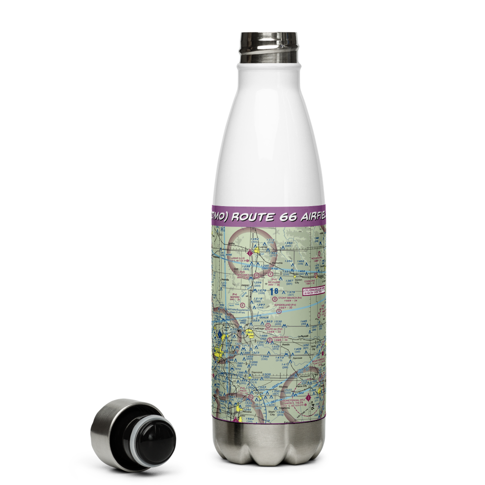 Route 66 Airfield (27MO) VFR Sectional Water Bottle 