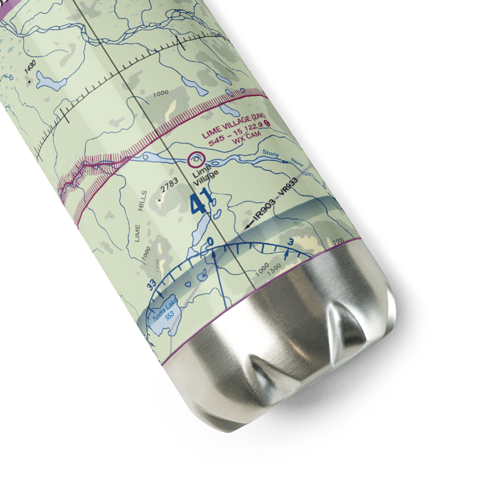 Lime Village Airport (2AK) VFR Sectional Water Bottle 