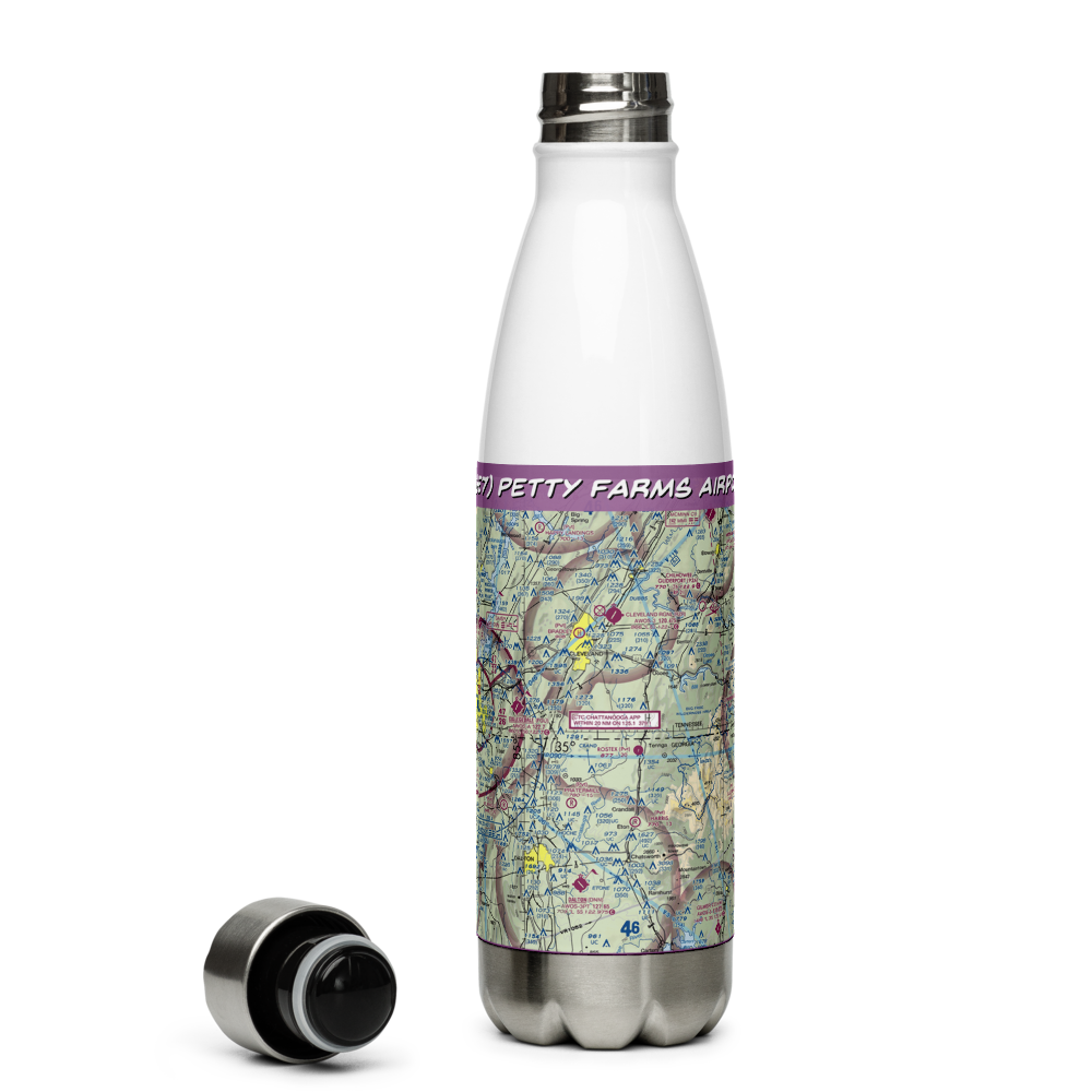 Petty Farms Airport (2GE7) VFR Sectional Water Bottle 