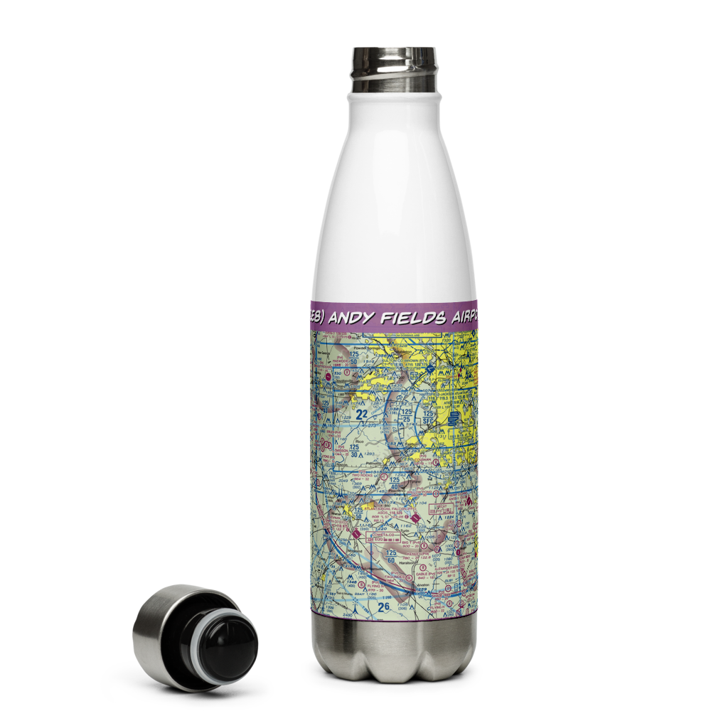 Andy Fields Airport (2GE8) VFR Sectional Water Bottle 