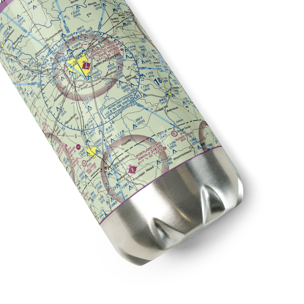 Plane-O-Field Airport (2KY3) VFR Sectional Water Bottle 