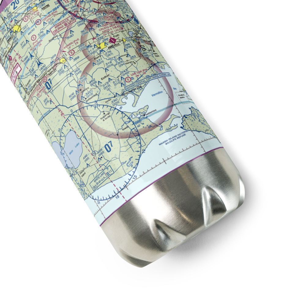 Exxon Intracoastal City Terminal Seaplane Base (2LA3) VFR Sectional Water Bottle 