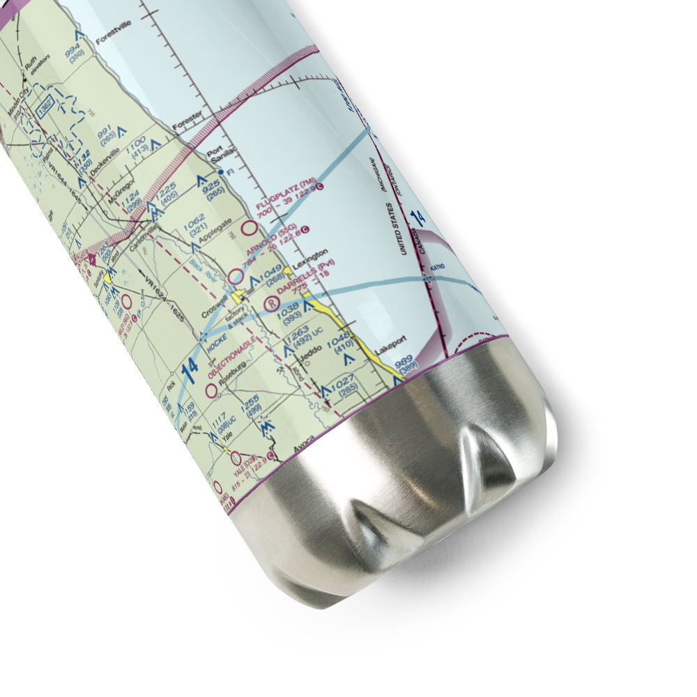 Flugplatz Airport (2MI7) VFR Sectional Water Bottle 