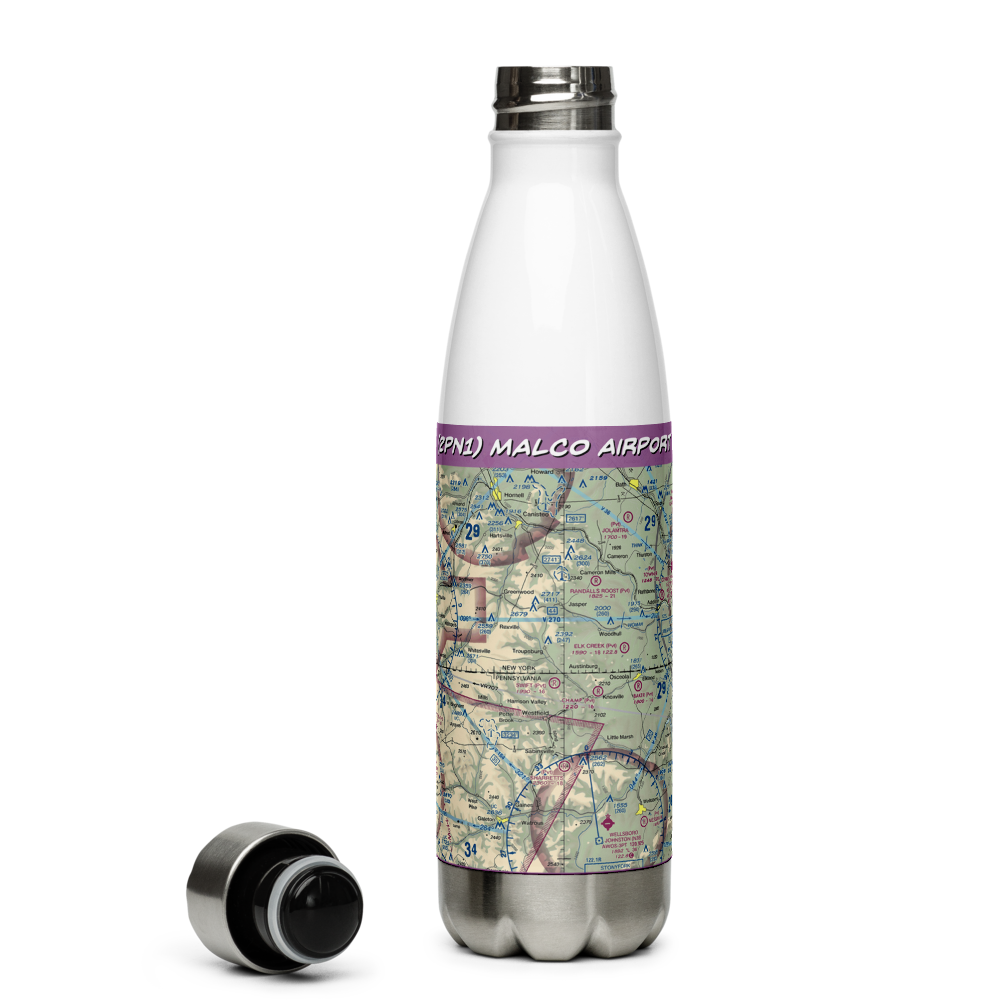 Malco Airport (2PN1) VFR Sectional Water Bottle 