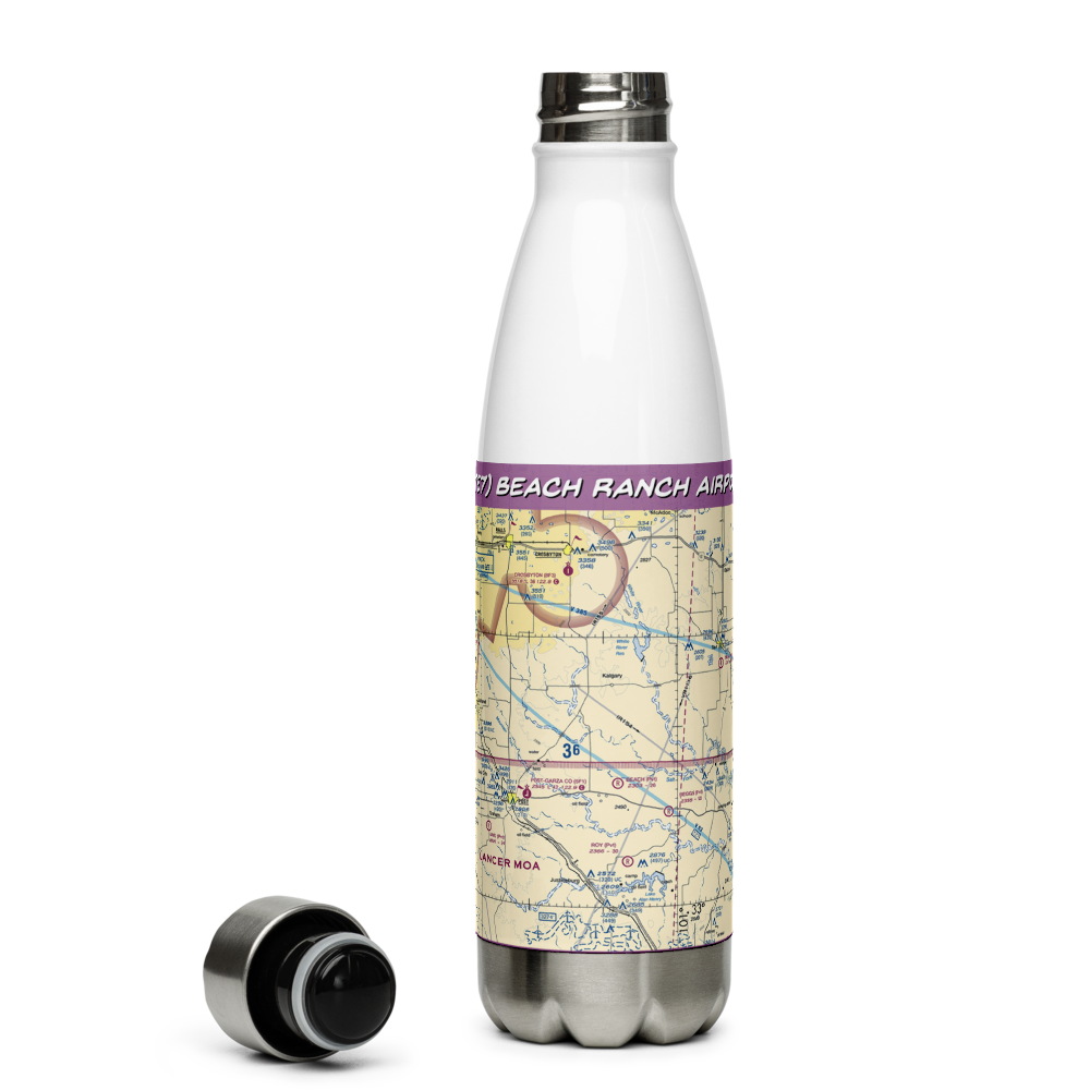 Beach Ranch Airport (2TE7) VFR Sectional Water Bottle 