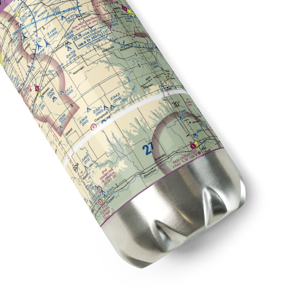 Nebraskaland Aviation Airport (30NE) VFR Sectional Water Bottle 