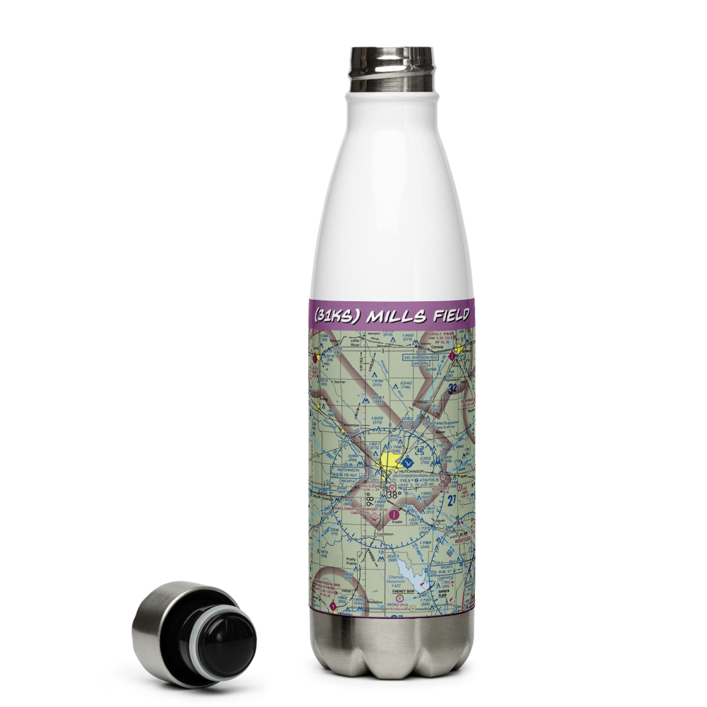Mills Field (31KS) VFR Sectional Water Bottle 