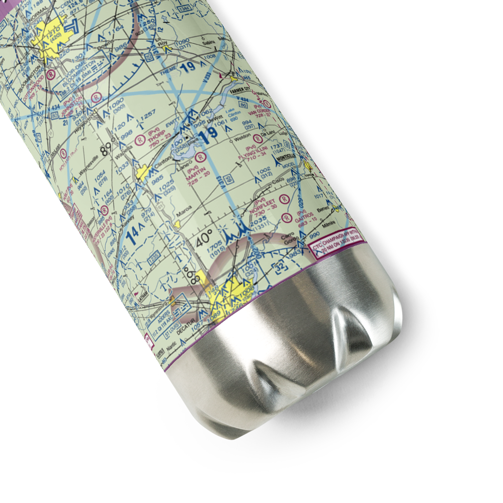 John Scharff Airport (33IL) VFR Sectional Water Bottle 