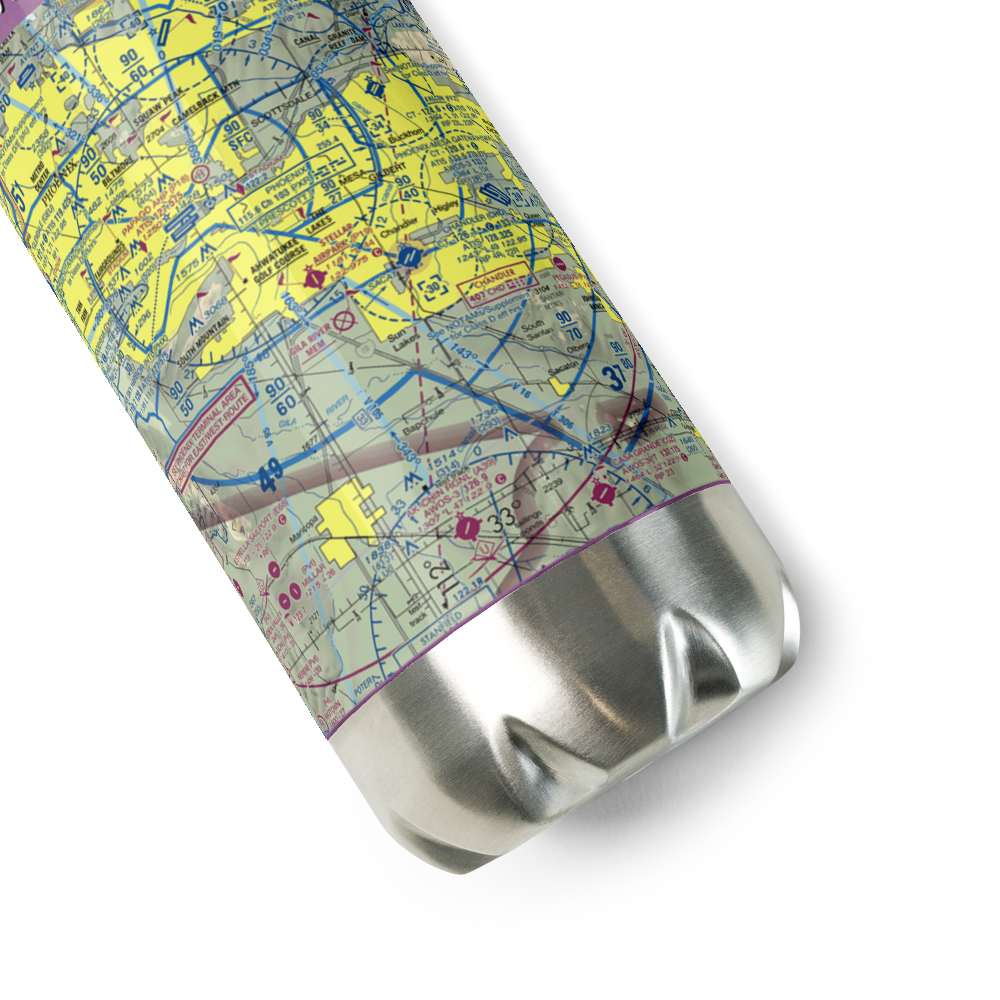 Gila River Memorial Airport (34AZ) VFR Sectional Water Bottle 