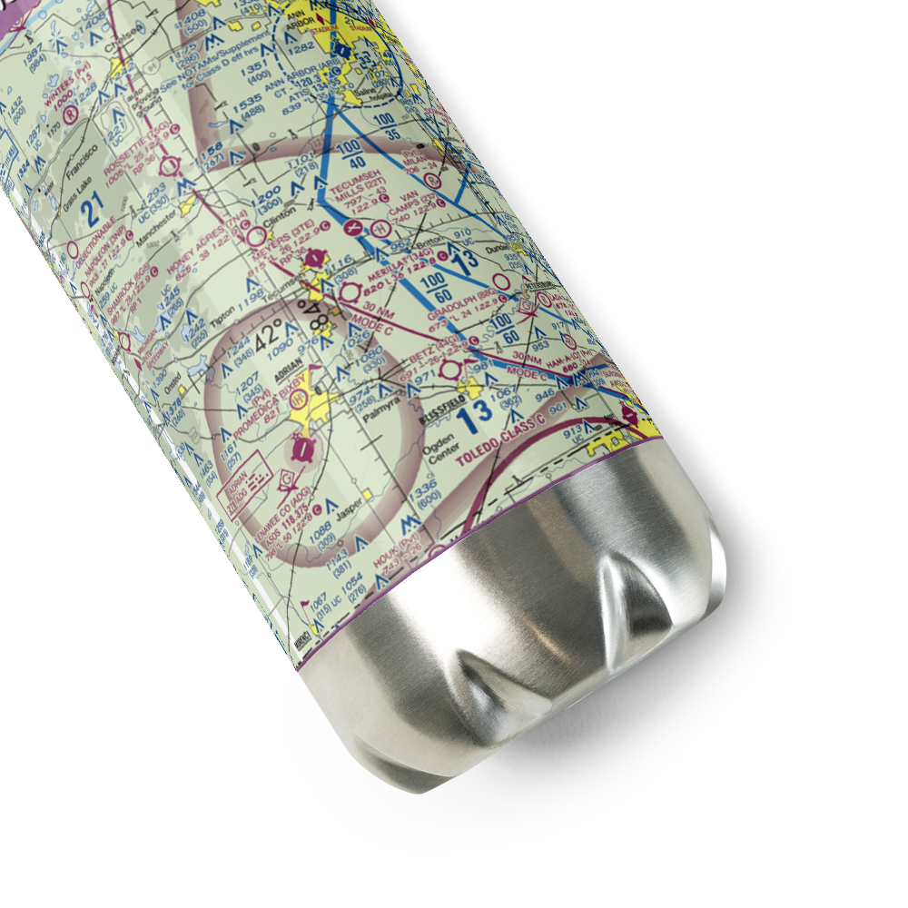 Tecumseh Products Airport (36MI) VFR Sectional Water Bottle 