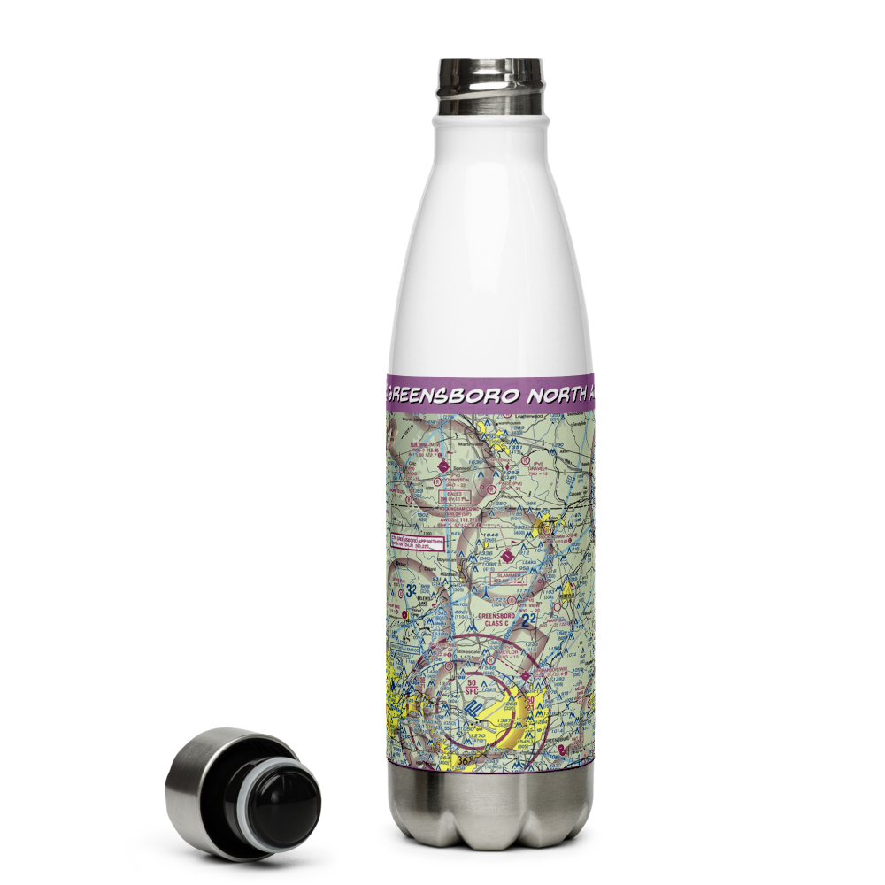 Greensboro North Airport (36NC) VFR Sectional Water Bottle 