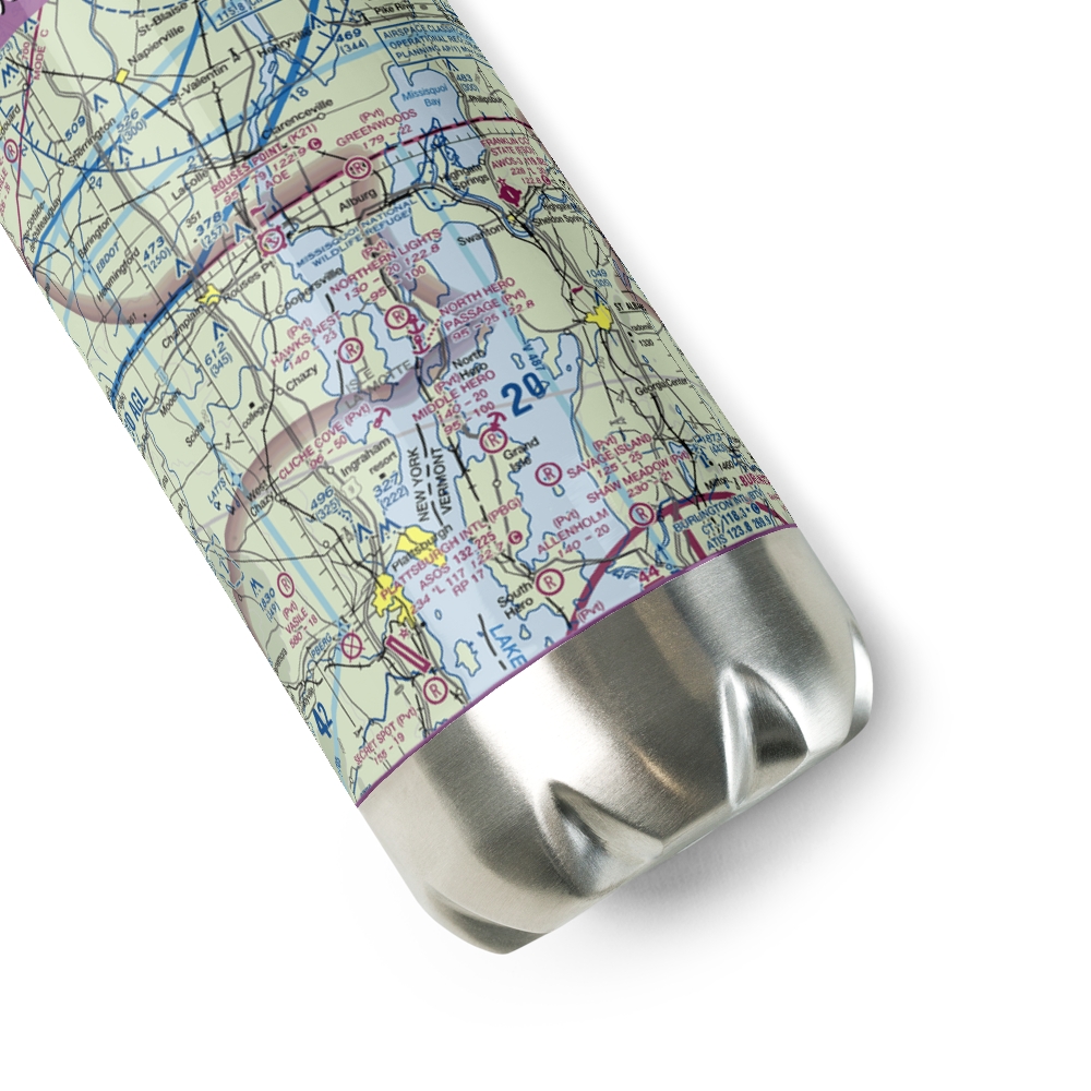 North Hero Passage Seaplane Base (36VT) VFR Sectional Water Bottle 