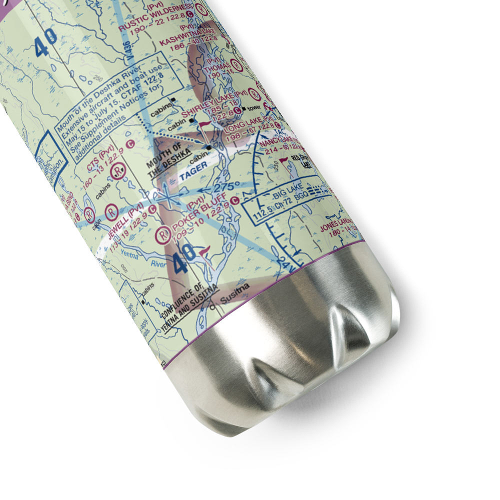 Laub Airport (3AK7) VFR Sectional Water Bottle 