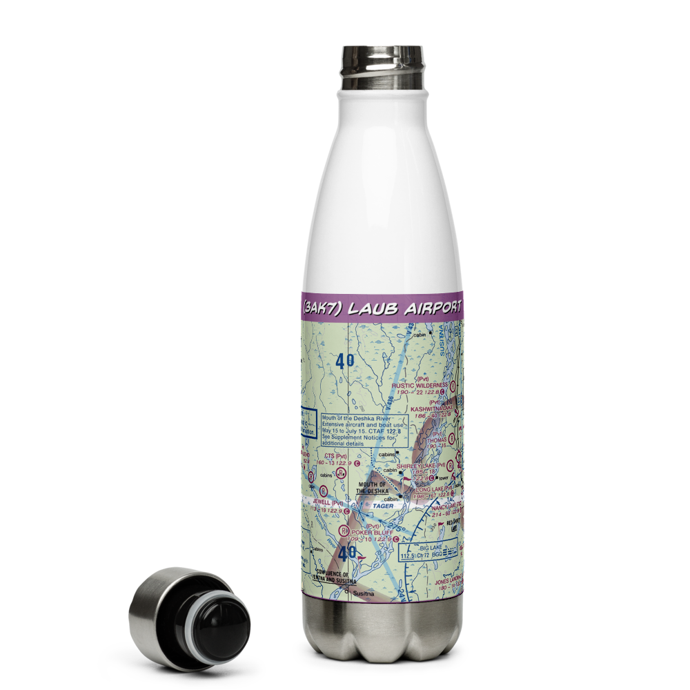 Laub Airport (3AK7) VFR Sectional Water Bottle 